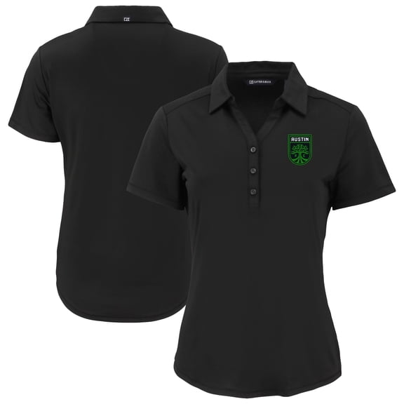 Women's Cutter & Buck  Black Austin FC Forge Eco Stretch Recycled Polo