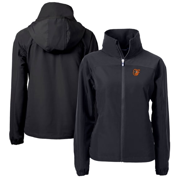 Women's Cutter & Buck Black Baltimore Orioles Charter Eco Recycled Full-Zip Jacket