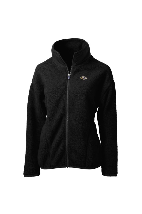 Women's Cutter & Buck Black Baltimore Ravens Cascade Eco Sherpa Fleece Full-Zip Jacket