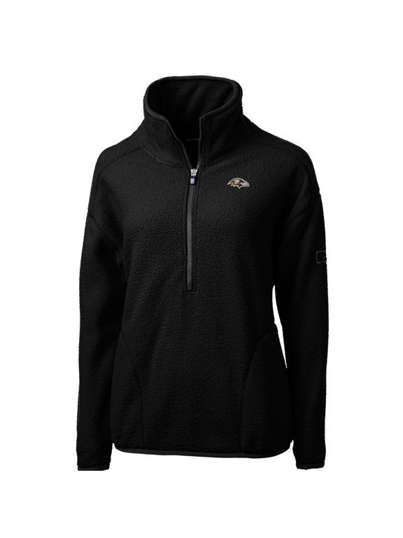Women's Cutter & Buck Black Baltimore Ravens Cascade Eco Sherpa Fleece Half-Zip Pullover Jacket