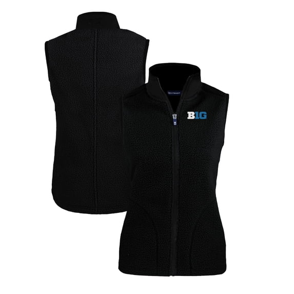 Women's Cutter & Buck Black Big Ten Gear Cascade Eco Sherpa Fleece Full-Zip Vest