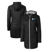 Women's Cutter & Buck  Black Big Ten Gear Rainier Primaloft Eco Insulated Hooded Long Coat