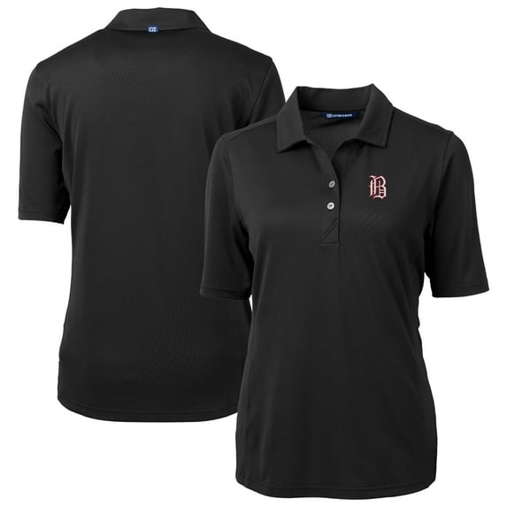 Women's Cutter & Buck Black Birmingham Barons Virtue DryTec Eco Pique Recycled Polo