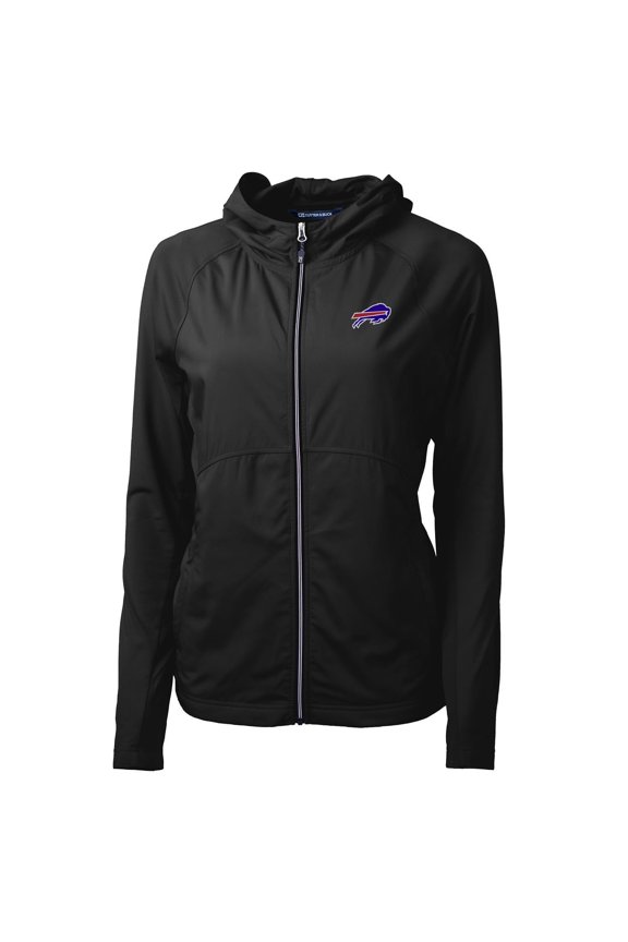 Women's Cutter & Buck Black Buffalo Bills Adapt Eco Knit Full-Zip Hoodie
