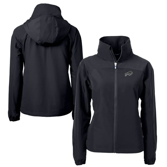 Women's Cutter & Buck Black Buffalo Bills Charter Eco Recycled Full-Zip Hoodie Jacket