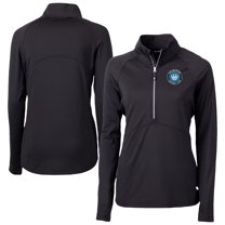 Women's Cutter & Buck Black Charlotte FC Adapt Eco Knit Stretch Recycled Half-Zip Top