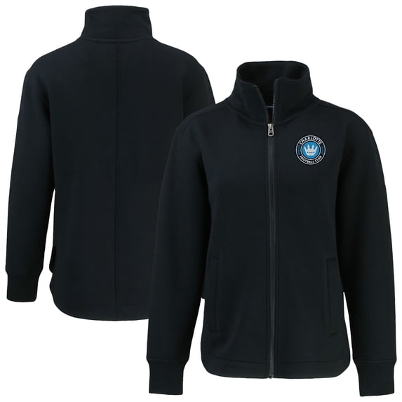 Women's-Cutter & Buck Black Charlotte FC Roam Eco Full-Zip Recycled Jacket