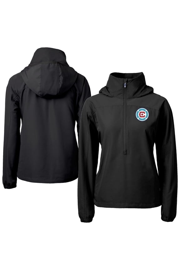 Women's-Cutter & Buck Black Chicago Fire Charter Eco Recycled Full-Zip Anorak Jacket