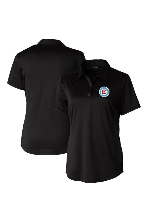 Women's-Cutter & Buck  Black Chicago Fire Prospect Eco Textured Stretch Recycled Polo