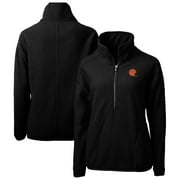 Women's Cutter & Buck Black Cincinnati Bengals Throwback Logo Cascade Eco Sherpa Fleece Half-Zip Pullover Jacket