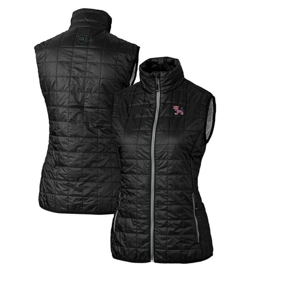 Women's Cutter & Buck Black Clemson Tigers Vault Rainier PrimaLoft Eco Full-Zip Puffer Vest