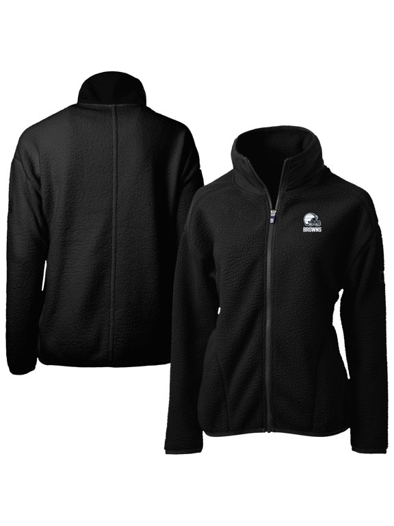 Women's Cutter & Buck Black Cleveland Browns Cascade Eco Fleece Full-Zip Jacket