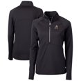 thumbnail image 1 of Women's Cutter & Buck Black Cleveland Browns Throwback Logo Adapt Eco Knit Stretch Recycled Half-Zip Pullover Top, 1 of 3