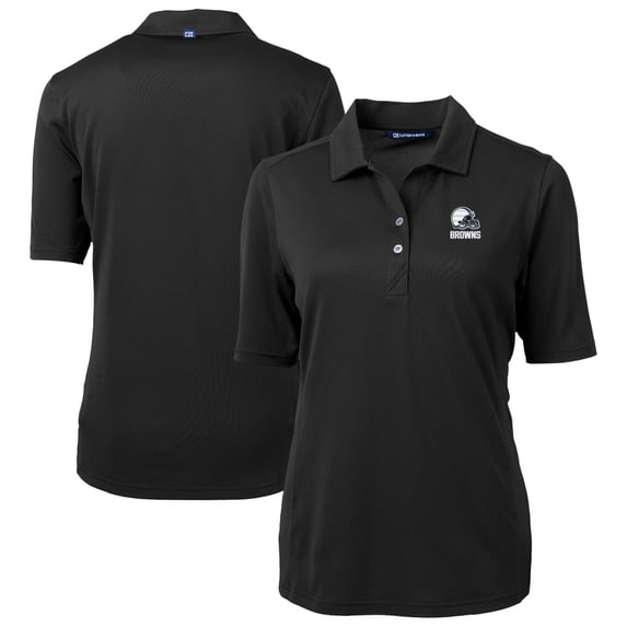 Women's Cutter & Buck Black Cleveland Browns Virtue Eco Pique Recycled Polo