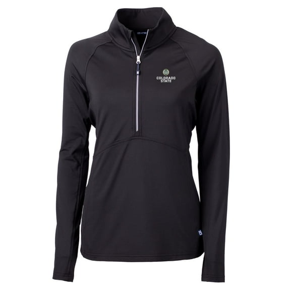 Women's Cutter & Buck Black Colorado State Rams Adapt Eco Knit Half-Zip Pullover Jacket
