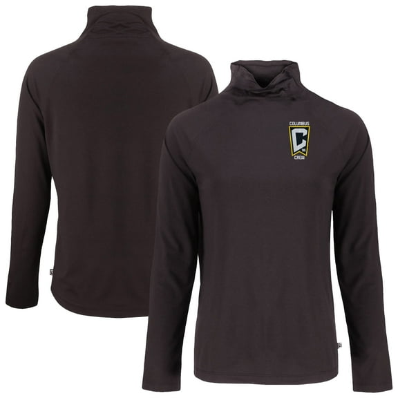 Women's-Cutter & Buck  Black Columbus Crew Coastline Epic Comfort Eco Recycled Funnel-Neck Top