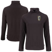 Women's-Cutter & Buck Black Columbus Crew Coastline Epic Comfort Eco Recycled Funnel-Neck Top
