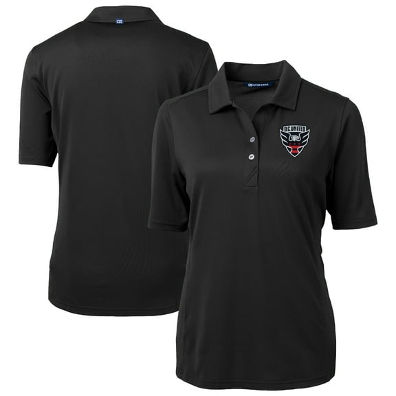 Women's-Cutter & Buck  Black D.C. United Virtue Eco Pique Recycled Polo