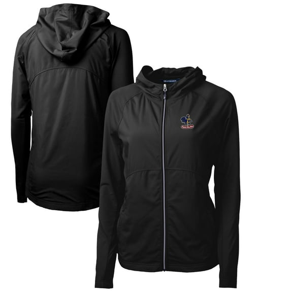 Women's Cutter & Buck Black Delaware Fightin' Blue Hens Adapt Eco Knit Hybrid Recycled Full-Zip Hoodie