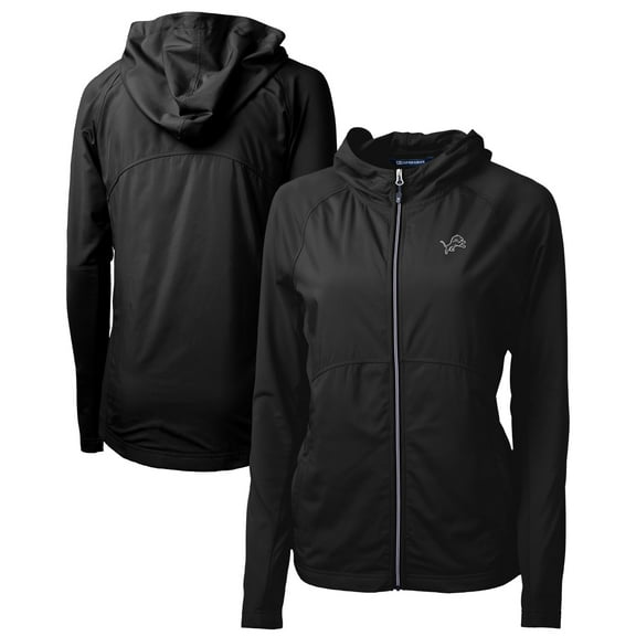 Women's Cutter & Buck Black Detroit Lions Adapt Eco Knit Hybrid Recycled Full-Zip Jacket