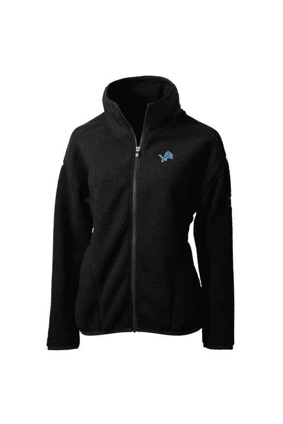 Women's Cutter & Buck Black Detroit Lions Cascade Eco Sherpa Fleece Full-Zip Jacket