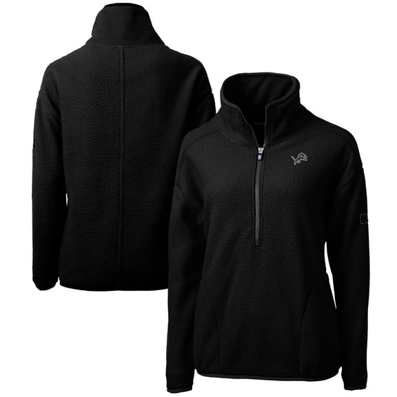 Women's Cutter & Buck Black Detroit Lions Cascade Eco Sherpa Fleece Half-Zip Jacket
