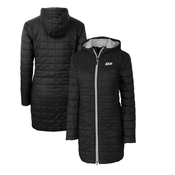 Women's Cutter & Buck Black Eastern Kentucky Colonels Rainier Primaloft Eco Hooded Long Coat