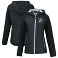 thumbnail image 1 of Women's-Cutter & Buck  Black FC Dallas Rainier Primaloft Eco Raglan Full-Zip Hybrid Hooded Jacket, 1 of 3