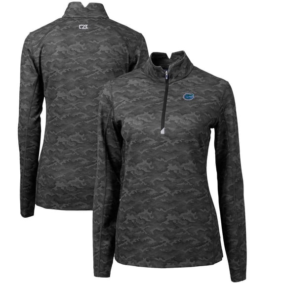 Women's Cutter & Buck Black Florida Gators Traverse Camo Quarter-Zip Pullover Top