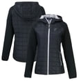 thumbnail image 1 of Women's Cutter & Buck Black Florida Marlins Cooperstown Collection Rainier Primaloft Eco Full-Zip Hybrid Jacket, 1 of 3