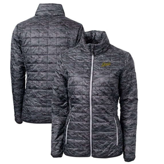 Women's Cutter & Buck Black George Mason Patriots Camouflage Vault Rainier PrimaLoft Eco Insulated Full-Zip Puffer