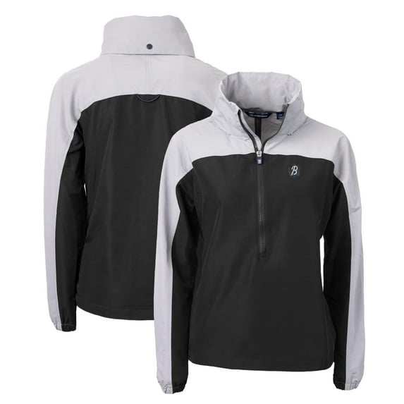 Women's Cutter & Buck Black/Gray Baltimore Orioles City Connect Charter Eco Recycled Half-Zip Anorak Jacket