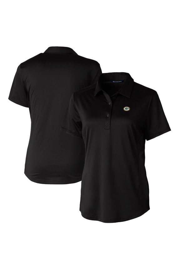 Women's Cutter & Buck Black Green Bay Packers Prospect Textured Stretch Polo