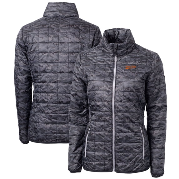 Women's Cutter & Buck Black Idaho State Bengals Camo Rainier PrimaLoft Eco Insulated Full-Zip Puffer Jacket