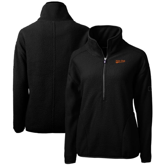 Women's Cutter & Buck Black Idaho State Bengals Cascade Eco Sherpa Fleece Half-Zip Pullover Jacket