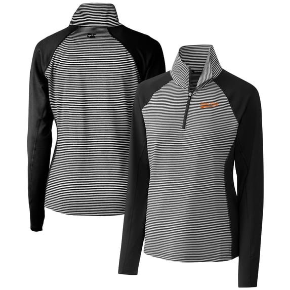 Women's Cutter & Buck Black Idaho State Bengals DryTec Forge Tonal Stripe Stretch Half-Zip Top