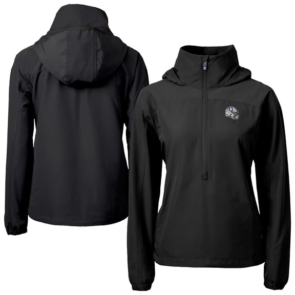 Women's Cutter & Buck Black Indianapolis Colts Charter Eco Recycled Half-Zip Hooded Anorak Jacket