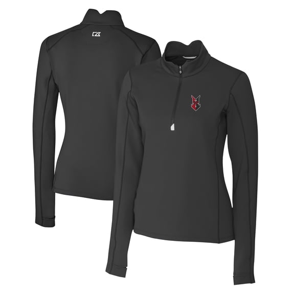 Women's Cutter & Buck Black Indianapolis Indians Traverse DryTec Stretch Quarter-Zip Pullover Top