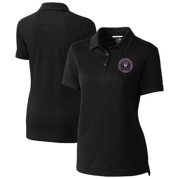 Women's Cutter & Buck Black Inter Miami CF Advantage Eco Tri-Blend Pique Polo