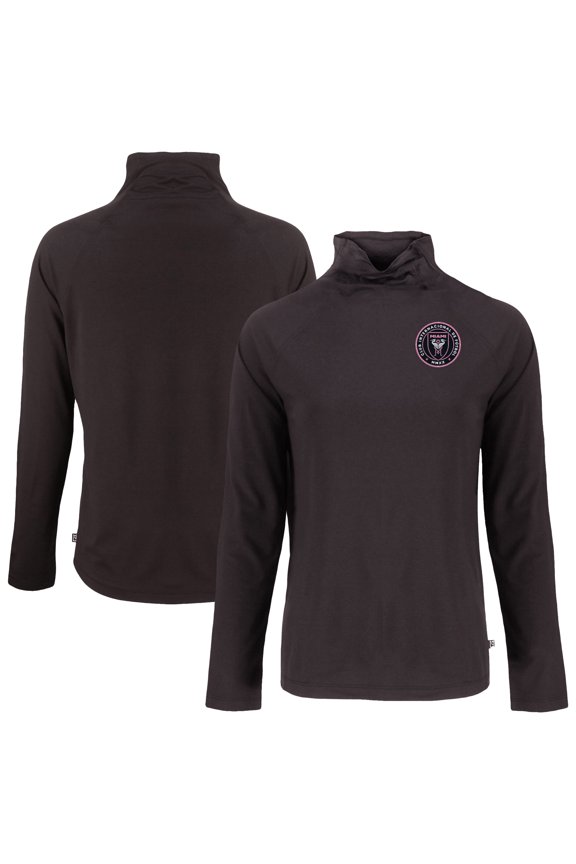 Women's-Cutter & Buck Black Inter Miami CF Coastline Epic Comfort Eco Recycled Funnel-Neck Top