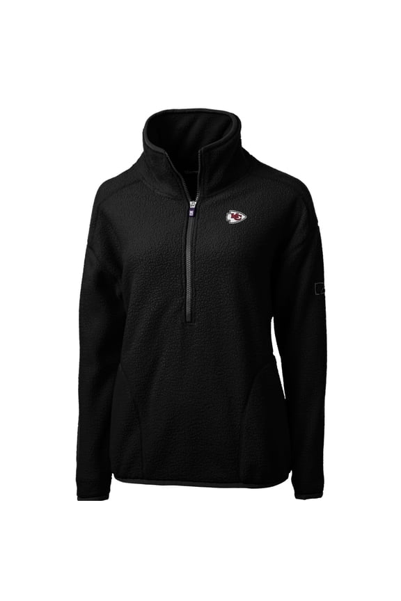 Women's Cutter & Buck Black Kansas City Chiefs Cascade Eco Sherpa Fleece Half-Zip Pullover Jacket
