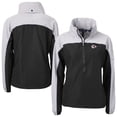 thumbnail image 1 of Women's Cutter & Buck Black Kansas City Chiefs  Charter Eco Recycled Half-Zip Hooded Anorak Jacket, 1 of 3
