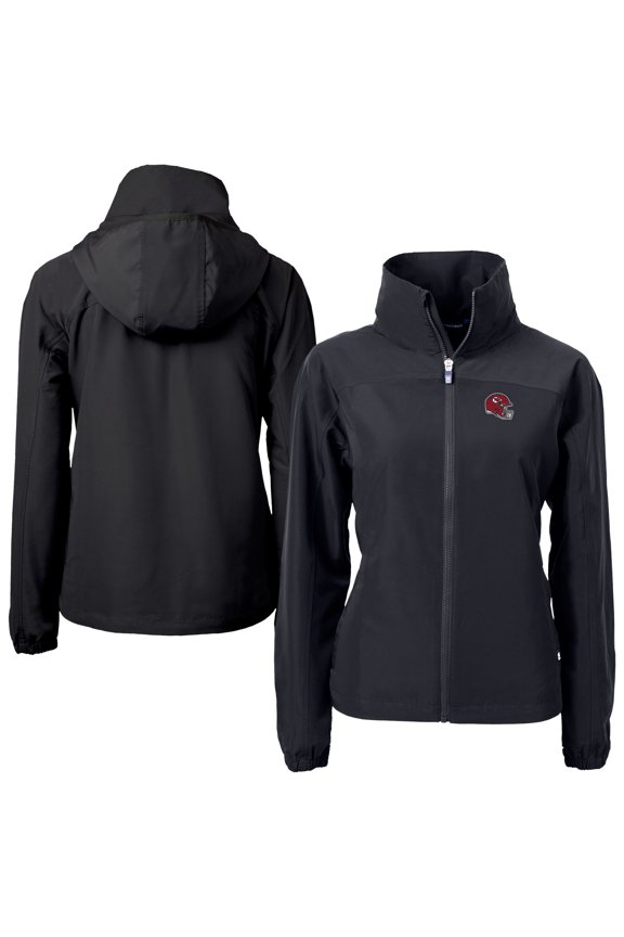 Women's Cutter & Buck Black Kansas City Chiefs Helmet Charter Eco Recycled Full-Zip Jacket