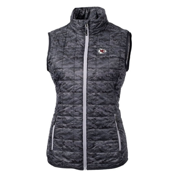 Women's Cutter & Buck Black Kansas City Chiefs Rainier Printed Full-Zip Puffer Vest