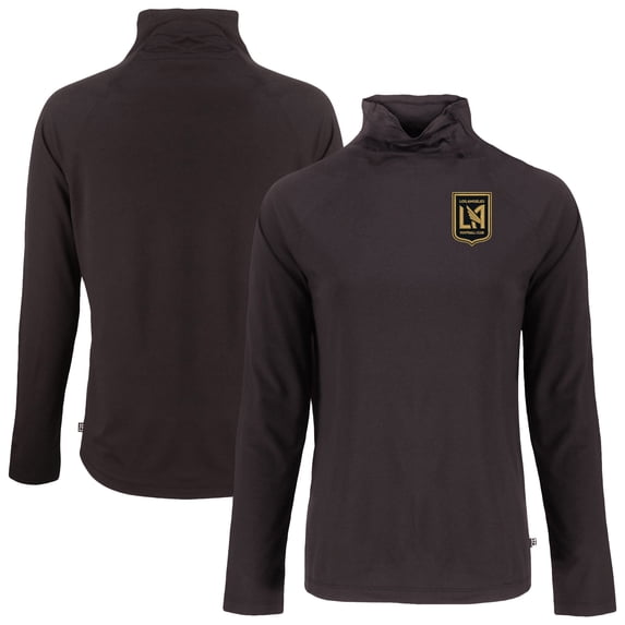 Women's-Cutter & Buck Black LAFC Coastline Epic Comfort Eco Recycled Funnel-Neck Top