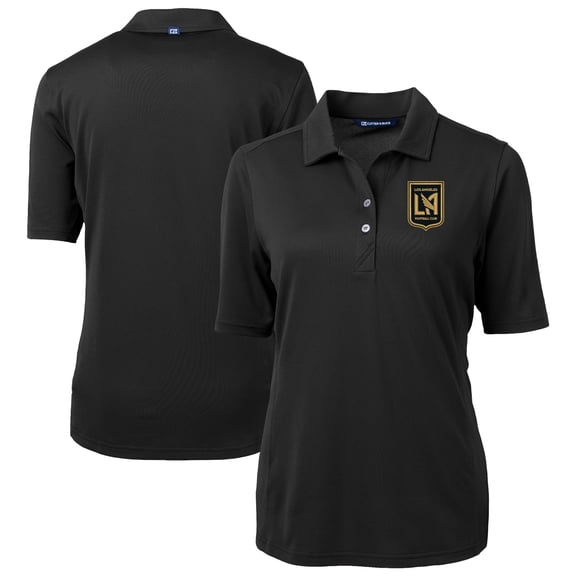 Women's-Cutter & Buck  Black LAFC Virtue Eco Pique Recycled Polo