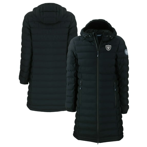 Women's Cutter & Buck Black Las Vegas Raiders Mission Ridge Repreve Eco Insulated Full-Zip Hoodie Long Puffer Jacket