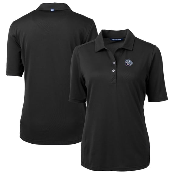 Women's Cutter & Buck Black Lehigh Valley IronPigs Virtue DryTec Eco Pique Recycled Polo