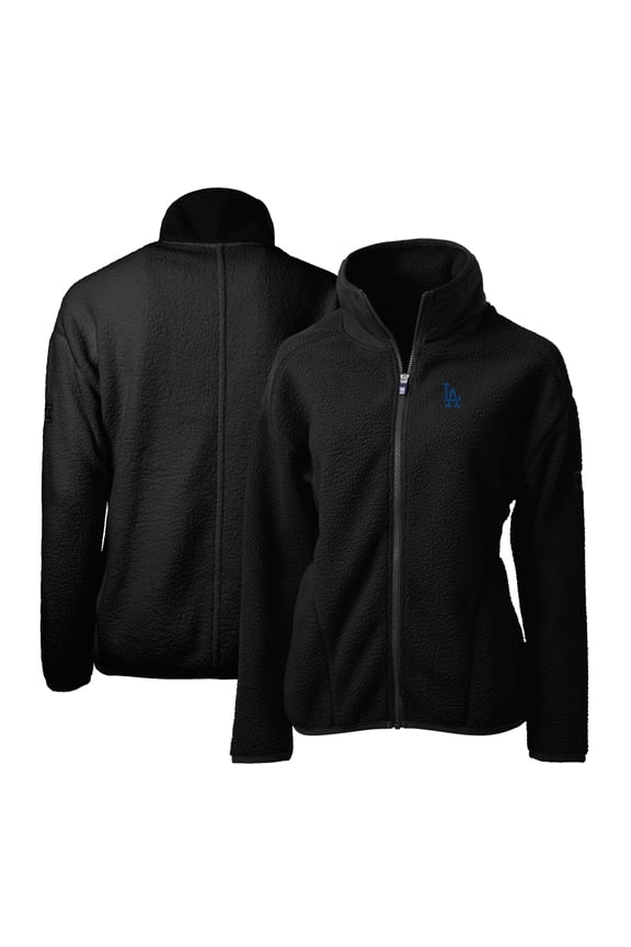 Women's Cutter & Buck Black Los Angeles Dodgers Cascade Eco Sherpa Fleece Full-Zip Jacket