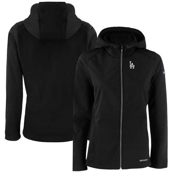 Women's Cutter & Buck Black Los Angeles Dodgers Evoke Eco Softshell Recycled Full-Zip Jacket
